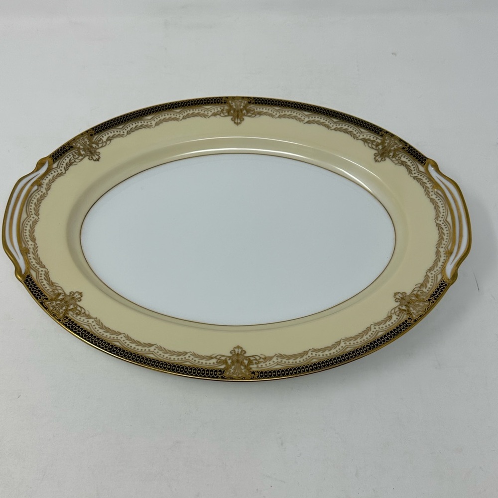 Vintage Noritake Bone China 4981 Valiere 11 3/4” Oval Serving Platter Black Gold